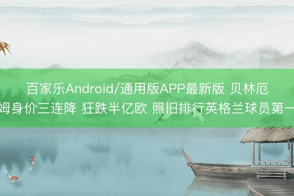 百家乐Android/通用版APP最新版 贝林厄姆身价三连降 狂跌半亿欧 照旧排行英格兰球员第一