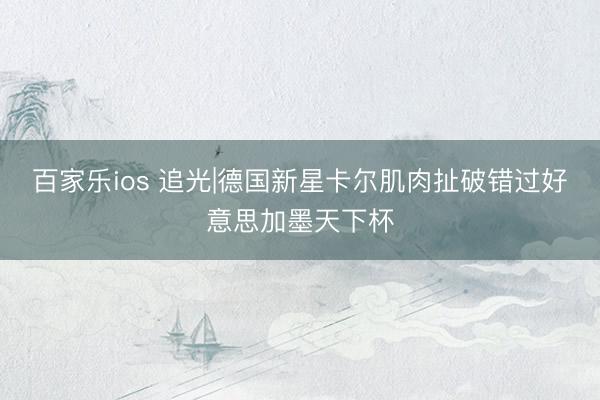 百家乐ios 追光|德国新星卡尔肌肉扯破错过好意思加墨天下杯