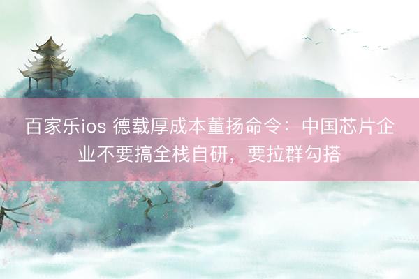 百家乐ios 德载厚成本董扬命令：中国芯片企业不要搞全栈自研，要拉群勾搭