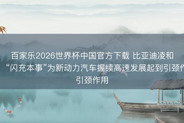 百家乐2026世界杯中国官方下载 比亚迪凌和平：“闪充本事”为新动力汽车握续高速发展起到引颈作用